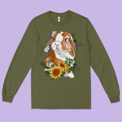 Long Sleeve Tee Bunny With Sunflowers