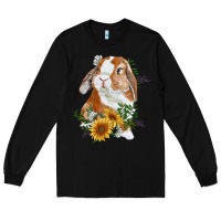 Black Bunny With Sunflowers Long Sleeve Tee - RanaPortraitStore