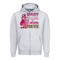 Heather Grey Nobody Fights Alone Coffee Zipper Hoodie - texasbilliewilder