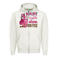 Oatmeal Heather Nobody Fights Alone Coffee Zipper Hoodie - texasbilliewilder