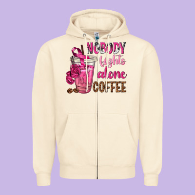 Nobody Fights Alone Coffee Zipper Hoodie Designed By Texasbilliewilder