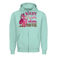 Seafoam Nobody Fights Alone Coffee Zipper Hoodie - texasbilliewilder
