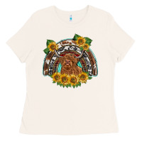 Bone scottish calf sunflowers rainbow Ladies Tee - BarkalooDesign