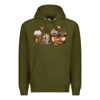 Army Green melanin afro coffee cups Premium Hoodie - MaliasSmallBusiness