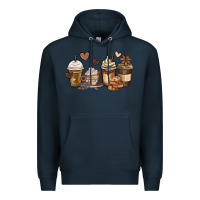Navy melanin afro coffee cups Premium Hoodie - MaliasSmallBusiness