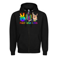 Black peace love rock Zipper Hoodie - Zillion Design Studio