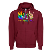 Burgundy peace love rock Zipper Hoodie - Zillion Design Studio