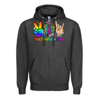 Charcoal Heather peace love rock Zipper Hoodie - Zillion Design Studio