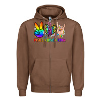 Chestnut peace love rock Zipper Hoodie - Zillion Design Studio