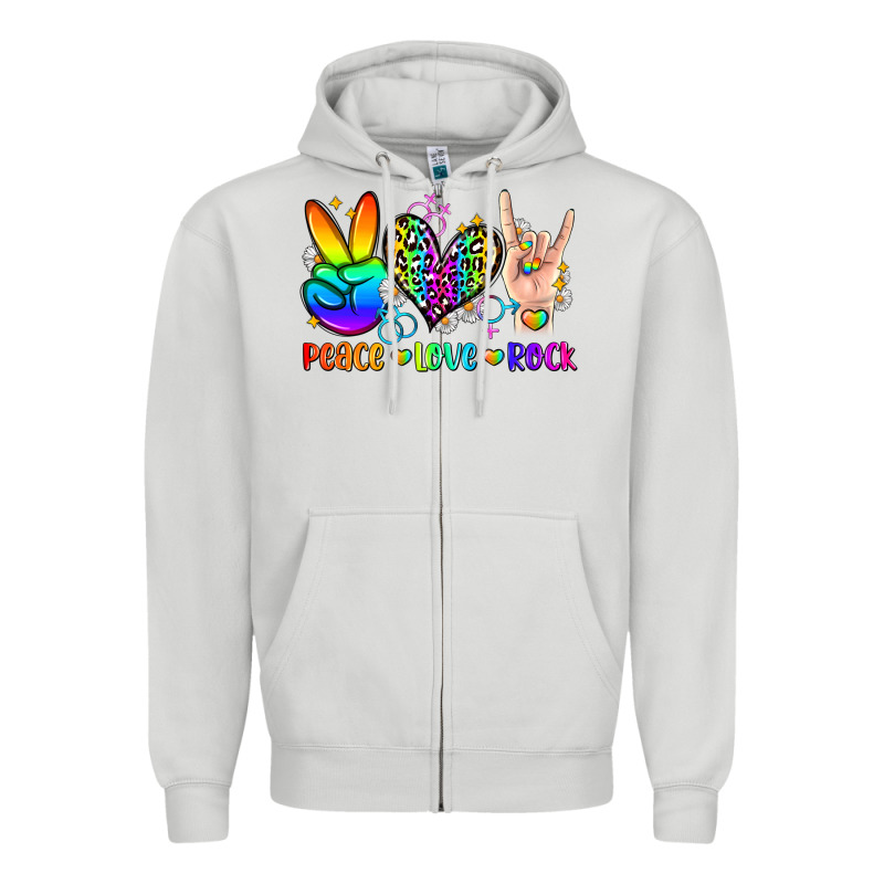 Peace Love Rock Zipper Hoodie by Zillion Design Studio | Teevron