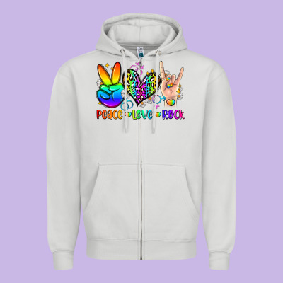 Peace Love Rock Zipper Hoodie Designed By Zillion Design Studio
