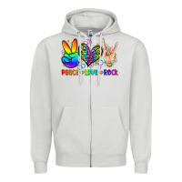 Dove Grey peace love rock Zipper Hoodie - Zillion Design Studio