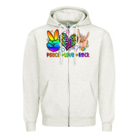Oatmeal Heather peace love rock Zipper Hoodie - Zillion Design Studio