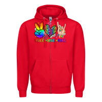 Red peace love rock Zipper Hoodie - Zillion Design Studio