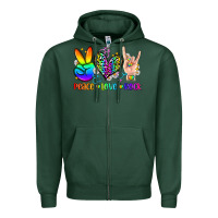 Sports Green peace love rock Zipper Hoodie - Zillion Design Studio