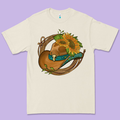Western Hat With Sunflowers And Rope Premium Tee Designed By Artiststas