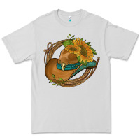 Dove Grey western hat with sunflowers and rope Premium Tee - Artiststas