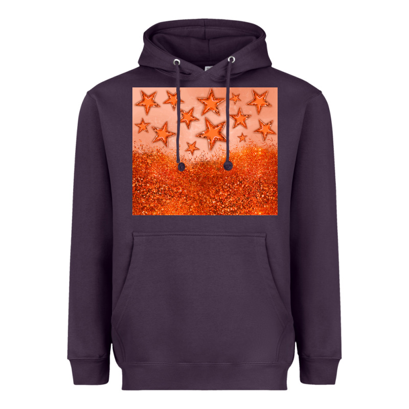 Orange Glitter Star Heavyweight Hoodie by JahusDesignShop | Teevron