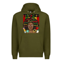 Army Green black woman teacher Premium Hoodie - MaliasSmallBusiness