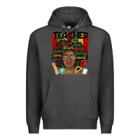 Charcoal Heather black woman teacher Premium Hoodie - MaliasSmallBusiness
