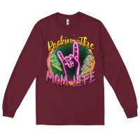 Burgundy rockin' the mom life Long Sleeve Tee - Zillion Design Studio