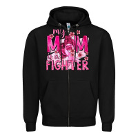 Black My Mom Is a Fighter with Ribbon Zipper Hoodie - texasbilliewilder