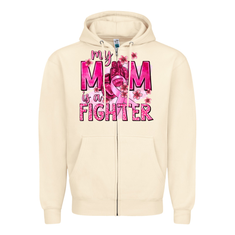 My Mom Is A Fighter With Ribbon Zipper Hoodie by texasbilliewilder | Teevron