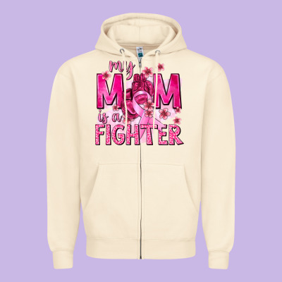 My Mom Is A Fighter With Ribbon Zipper Hoodie Designed By Texasbilliewilder