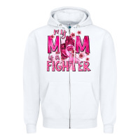 White My Mom Is a Fighter with Ribbon Zipper Hoodie - texasbilliewilder