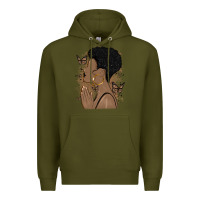 Army Green black woman praying Premium Hoodie - MaliasSmallBusiness