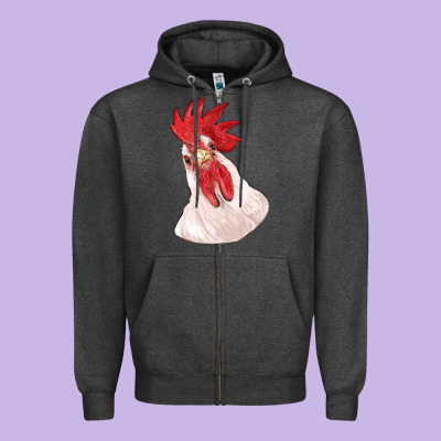 Silly Chicken Head Zipper Hoodie Designed By Ranaportraitstore