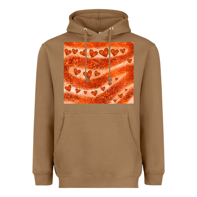 Orange Glitter Heart Heavyweight Hoodie by JahusDesignShop | Teevron