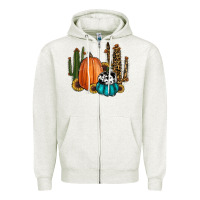 Oatmeal Heather sunflower cactus pumpkin fall Zipper Hoodie - RanaPortraitStore