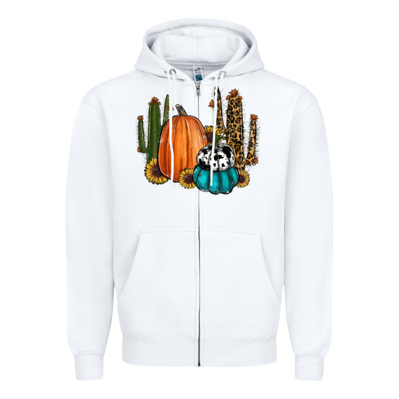 Sunflower Cactus Pumpkin Fall Zipper Hoodie by RanaPortraitStore | Teevron