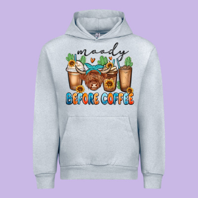Moody Before Coffee Urban Hoodie Designed By Maliassmallbusiness