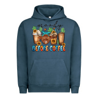 Pigment Midnight Navy moody before coffee Urban Hoodie - MaliasSmallBusiness
