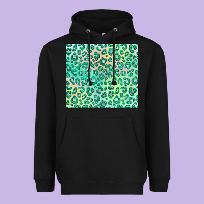 Green Leopard Glitter Heavyweight Hoodie Designed By Jahusdesignshop