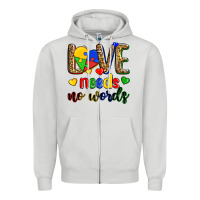 Dove Grey love needs no words Zipper Hoodie - Zillion Design Studio
