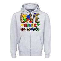 Heather Grey love needs no words Zipper Hoodie - Zillion Design Studio
