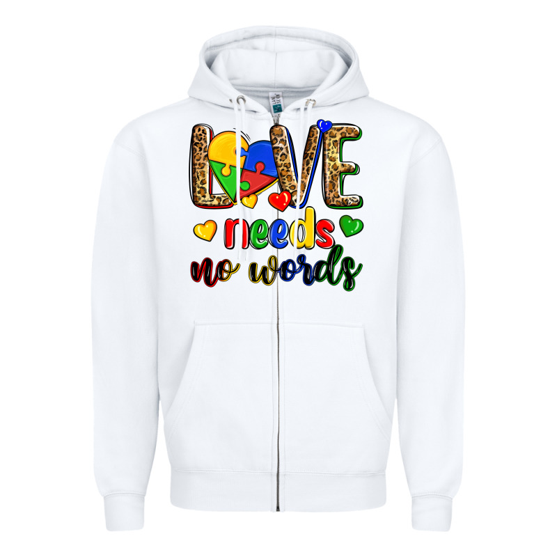 Love Needs No Words Zipper Hoodie by Zillion Design Studio | Teevron
