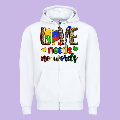 Love Needs No Words Zipper Hoodie Designed By Zillion Design Studio