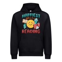 Black happiest when i'm reading Urban Hoodie - MaliasSmallBusiness