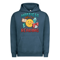 Pigment Midnight Navy happiest when i'm reading Urban Hoodie - MaliasSmallBusiness