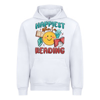 White happiest when i'm reading Urban Hoodie - MaliasSmallBusiness