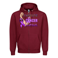 Burgundy Pancreatic Cancer Warrior Zipper Hoodie - texasbilliewilder