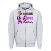 Heather Grey Pancreatic Cancer Warrior Zipper Hoodie - texasbilliewilder