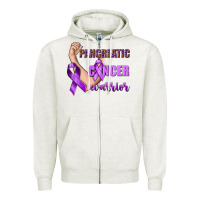 Oatmeal Heather Pancreatic Cancer Warrior Zipper Hoodie - texasbilliewilder