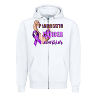 White Pancreatic Cancer Warrior Zipper Hoodie - texasbilliewilder