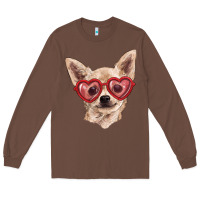 Chestnut Chihuahua dog with love glasses Long Sleeve Tee - RanaPortraitStore