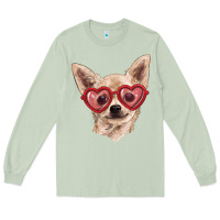 Matcha Chihuahua dog with love glasses Long Sleeve Tee - RanaPortraitStore